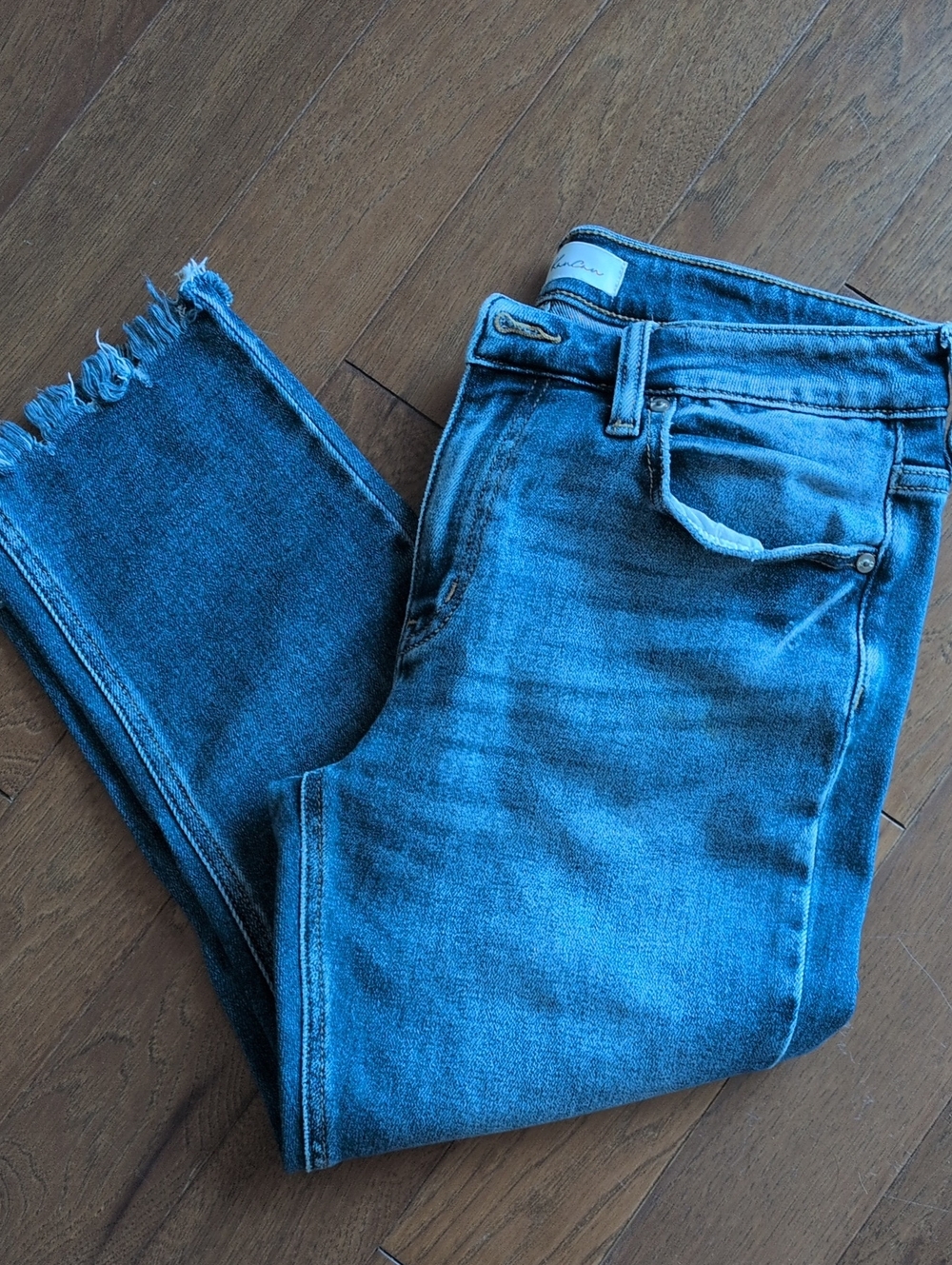 KanCan Distressed Ankle Crop Jeans in Blue